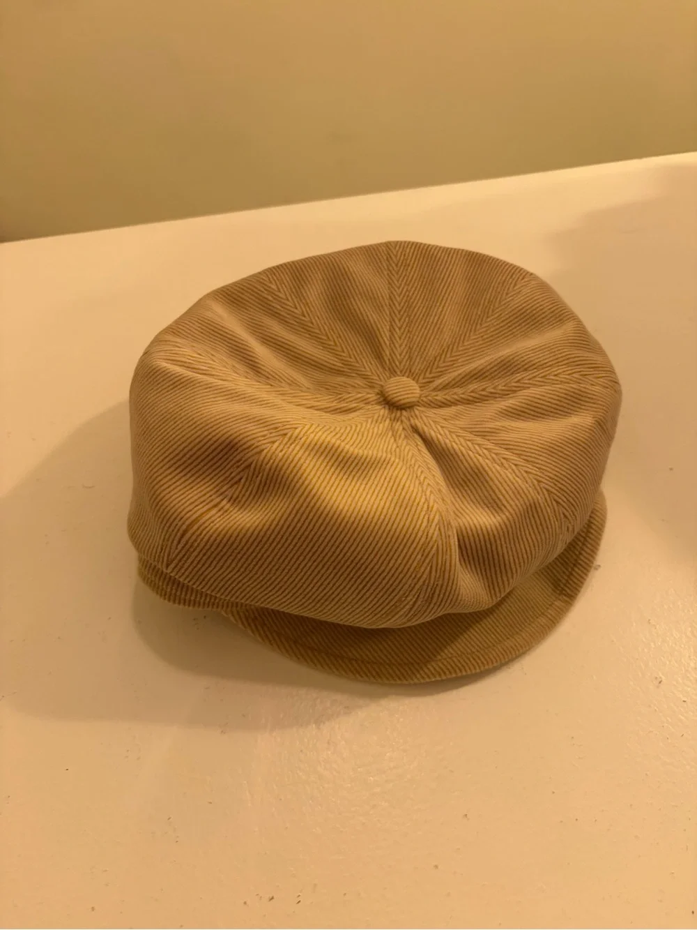 WYETH Beige Pinstripe Newsboy Baker Boy Cap One Size